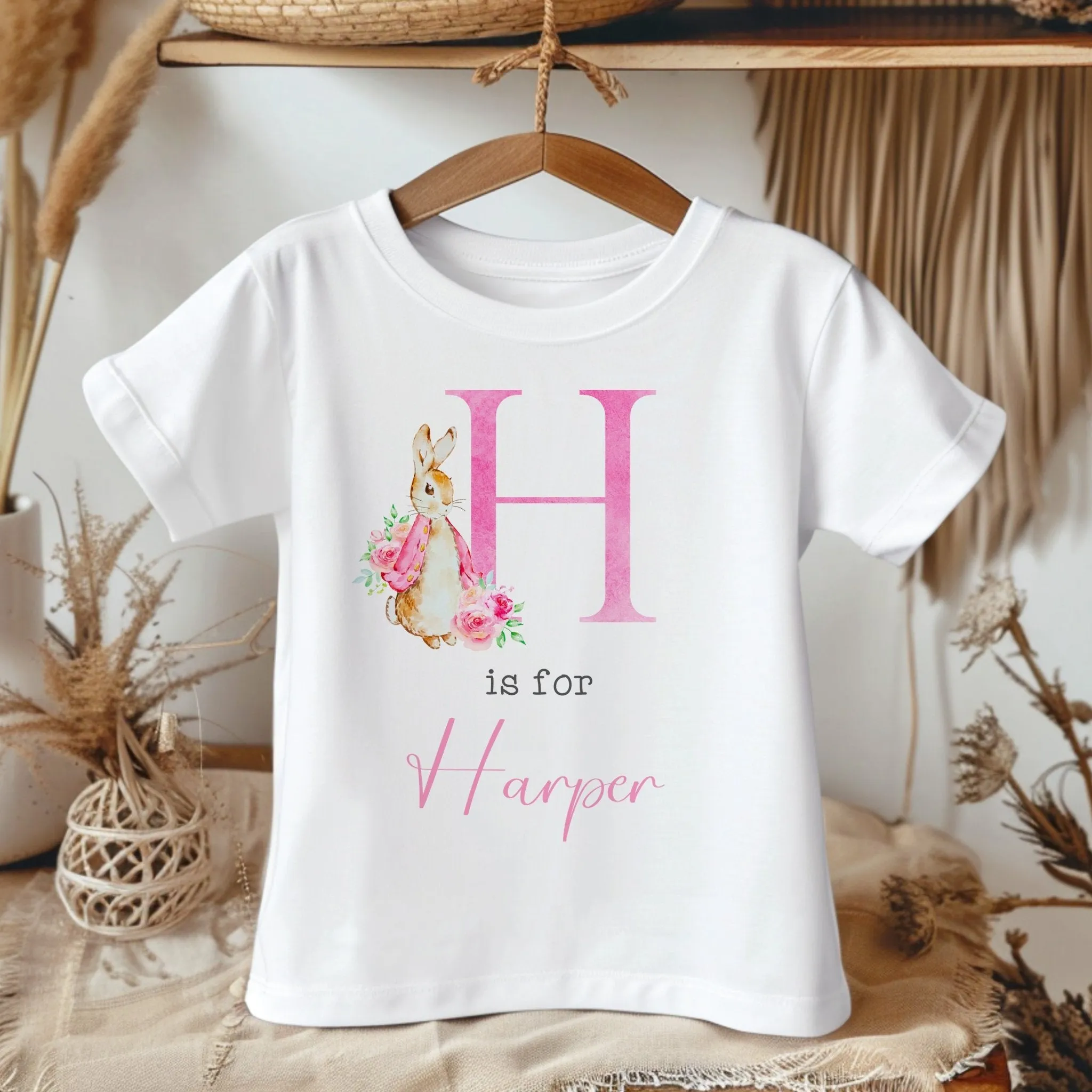 Personalised Name Girl Peter Rabbit Inspired Toddler & Kids T Shirt