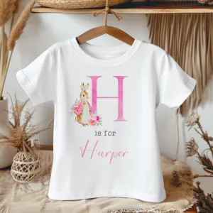 Personalised Name Girl Peter Rabbit Inspired Toddler & Kids T Shirt