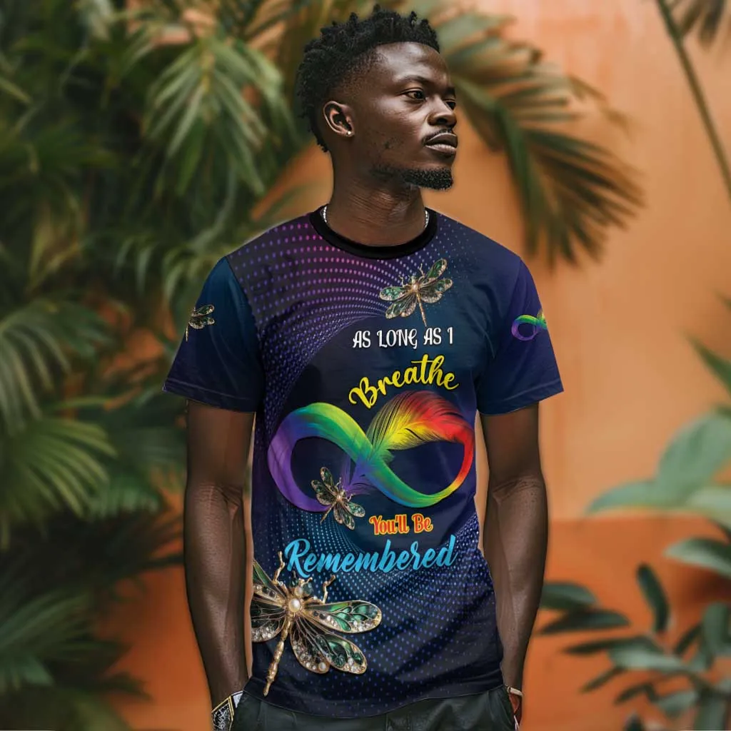 Personalized As Long As I Breathe You'll Be Remembered T shirt Luxury Dragonfly - Feather Infinity LT01