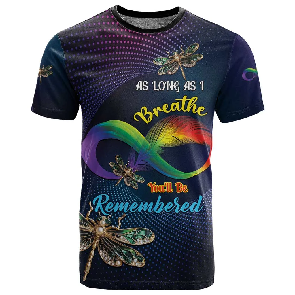 Personalized As Long As I Breathe You'll Be Remembered T shirt Luxury Dragonfly - Feather Infinity LT01
