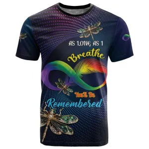 Personalized As Long As I Breathe You'll Be Remembered T shirt Luxury Dragonfly - Feather Infinity LT01