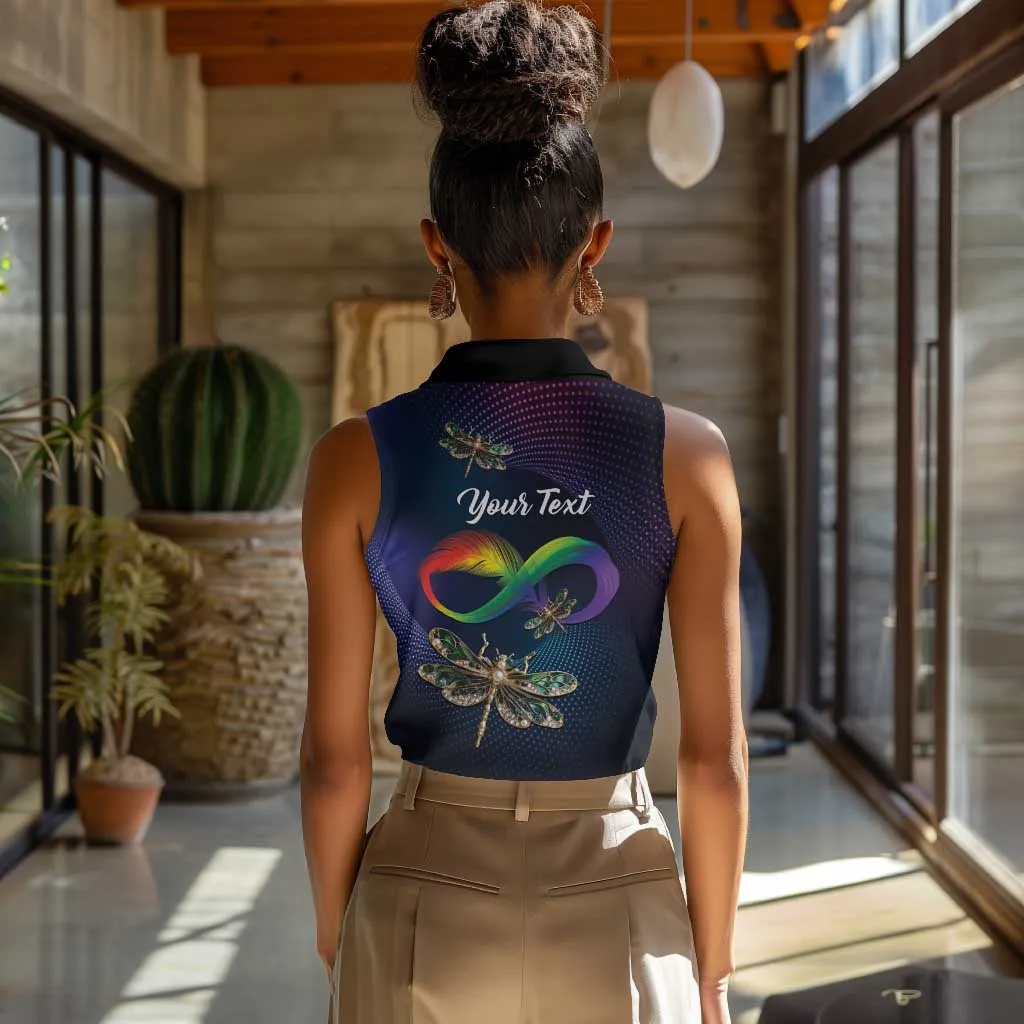 Personalized As Long As I Breathe You'll Be Remembered Women Sleeveless Polo Shirt Luxury Dragonfly - Feather Infinity LT01