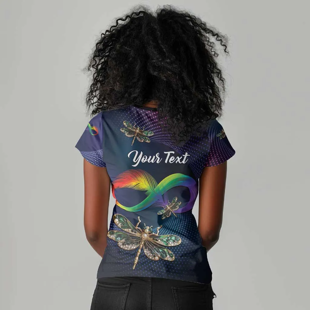 Personalized As Long As I Breathe You'll Be Remembered Women V-Neck T-Shirt Luxury Dragonfly - Feather Infinity LT01