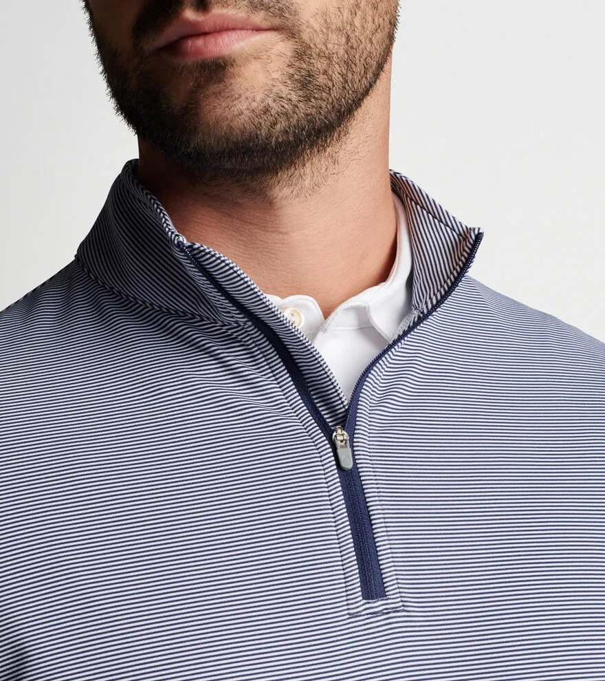 Peter Millar Perth Mini Stripe 1/4 Zip Sweater - Navy / White Stripe*