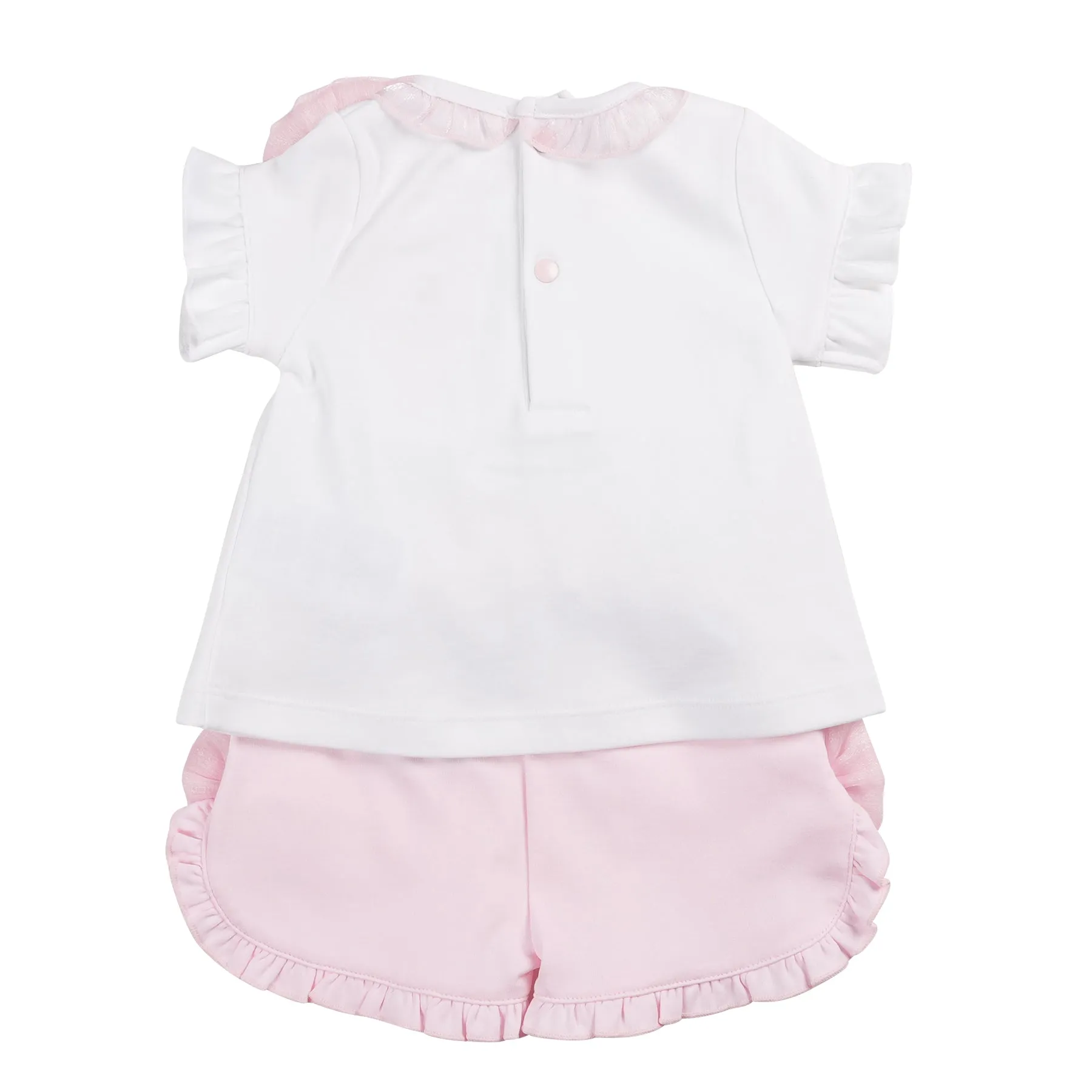 Pink And White Tuille Bow Top and Short