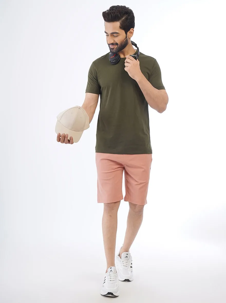 Pink Solid Slim Fit Shorts | JadeBlue