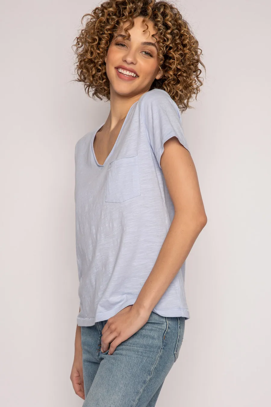 Pj RKBBT Salvage Back to basic short sleeve top-  Blue Mist/ Ivory