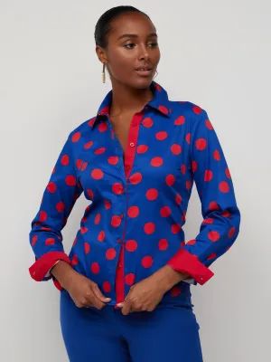 Polka-Dot Button-Front Secret Snap - NY&C Madison Shirt®