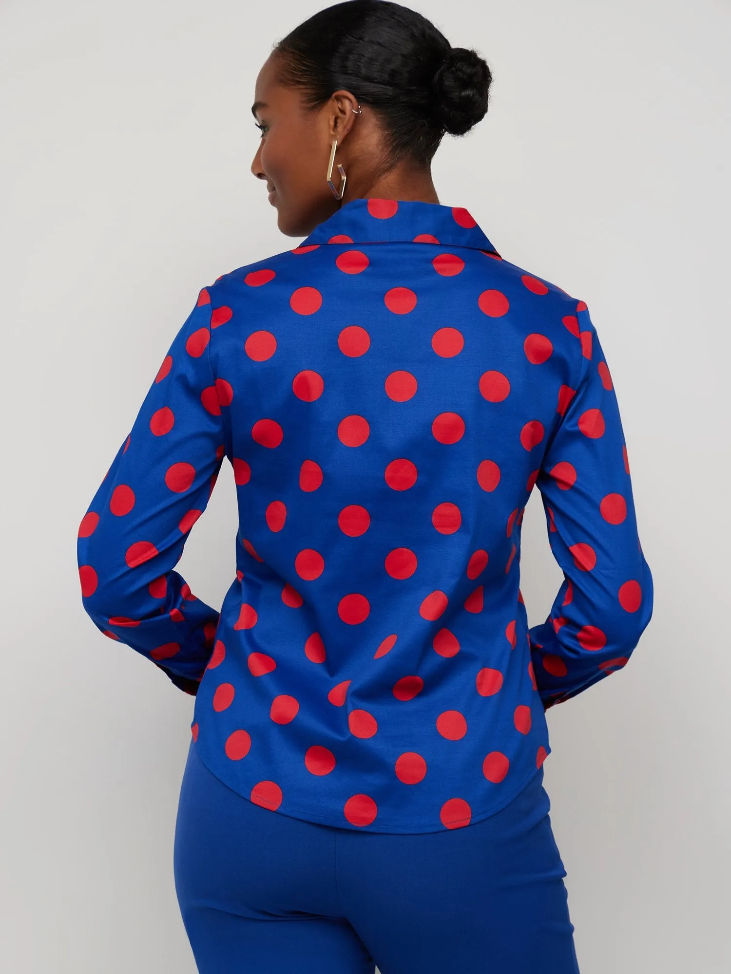 Polka-Dot Button-Front Secret Snap - NY&C Madison Shirt®