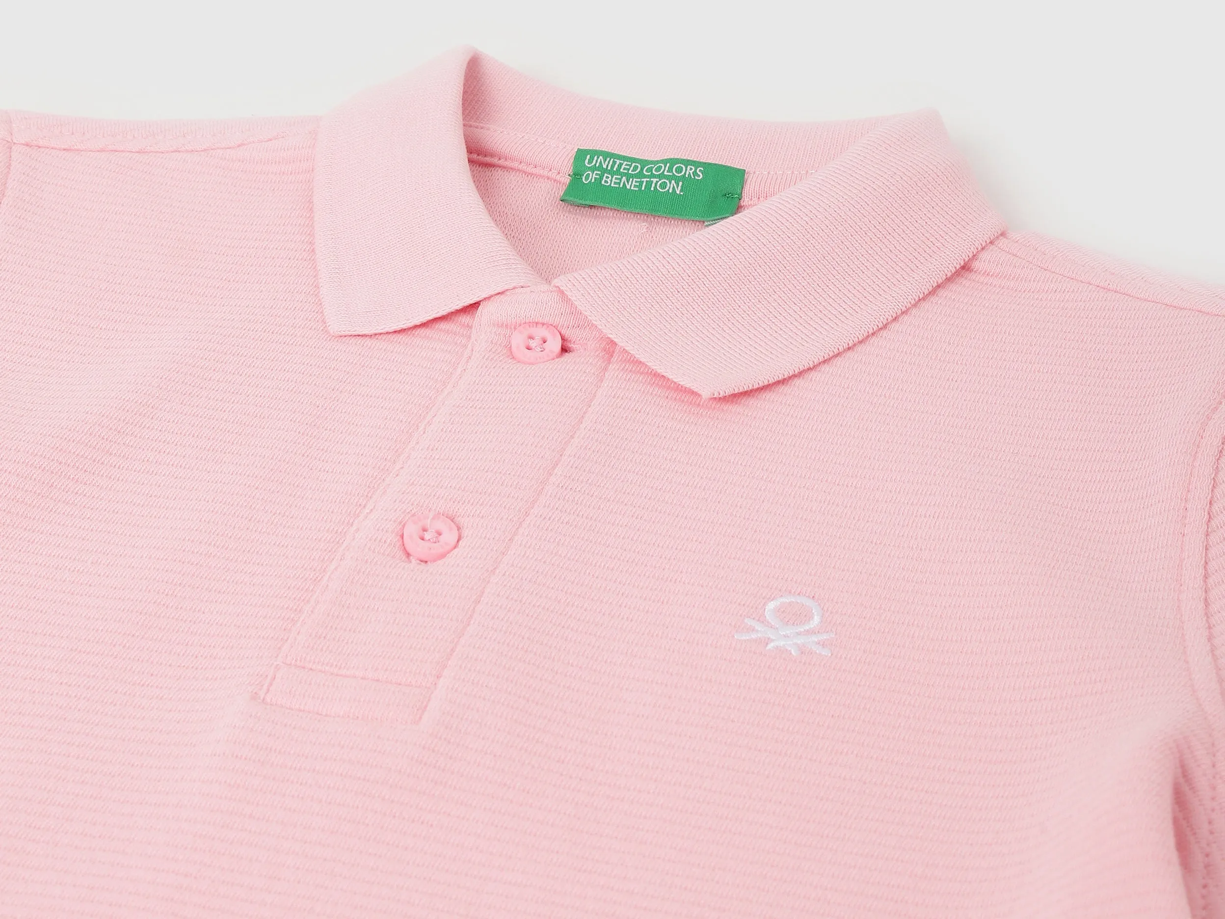 Polo Neck Textured Pattern T-Shirt