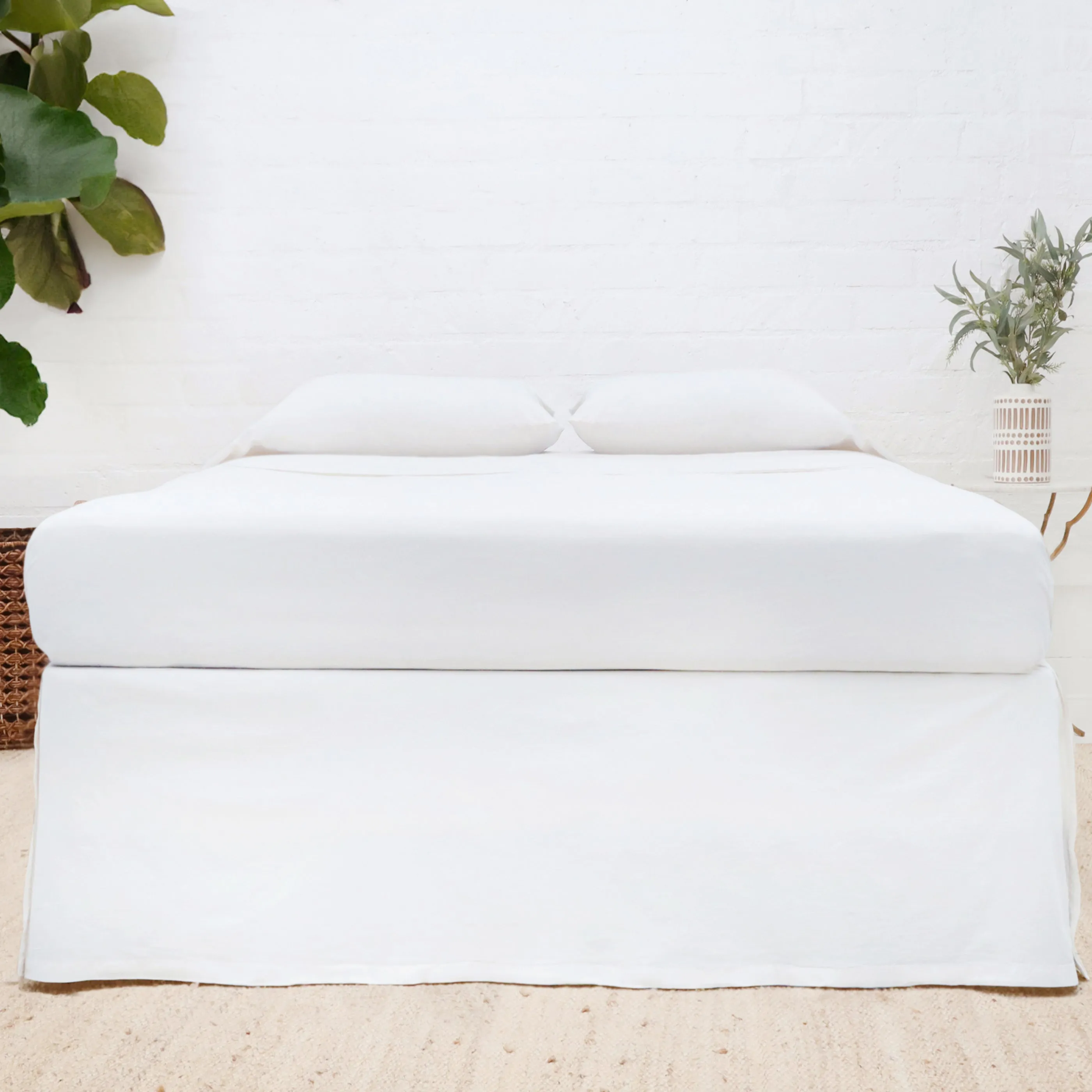 Pom Pom at Home Paneled White Crinkled Cotton Bedskirt ~ Available in Twin, Queen and King Sizes
