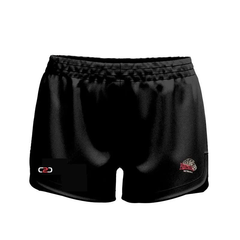 Port Panthers Girls/Ladies Curved Hem SlimFit HP Shorts High Thigh Black