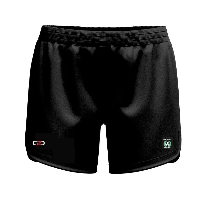 Port United Ladies Girls Curved SlimFit HP Shorts Pro Black