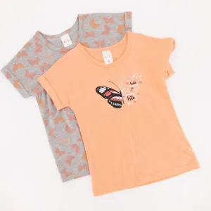 Pre-Girls 2 Pack Butterfly Tee - Grey