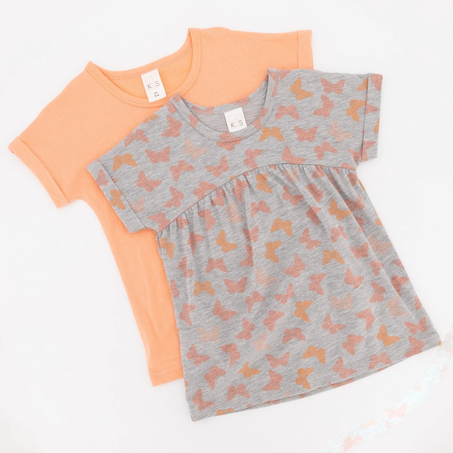 Pre-Girls 2 Pack Butterfly Tee - Grey