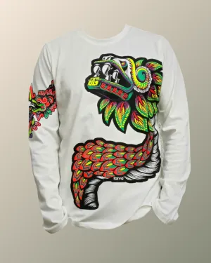 Psychedelic Quetzalcoatl Prehispanic Inspired Long Sleeve Tshirt | UV Reactive Screen print | Rave Festival Wear