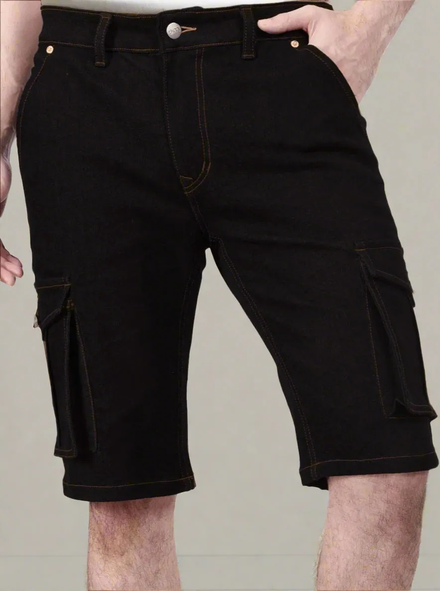 Pure Black Cargo Shorts