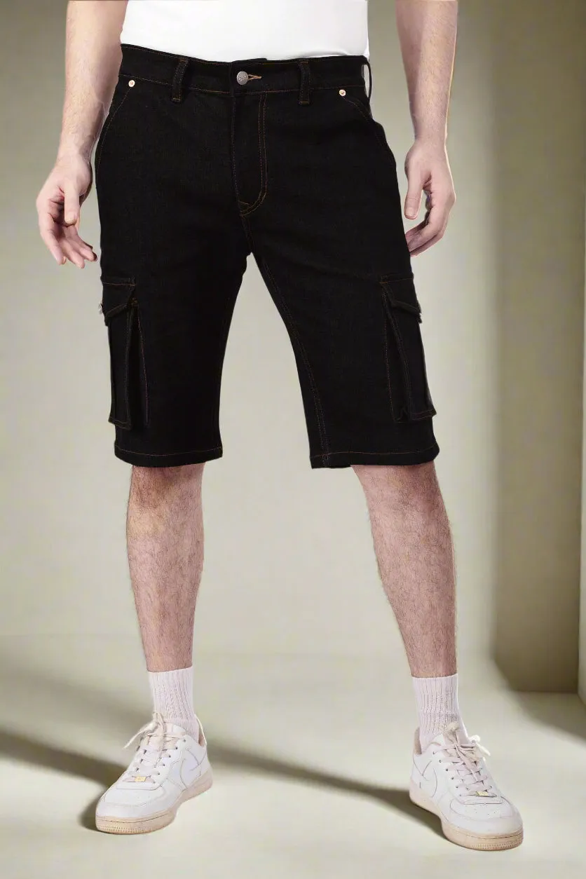 Pure Black Cargo Shorts