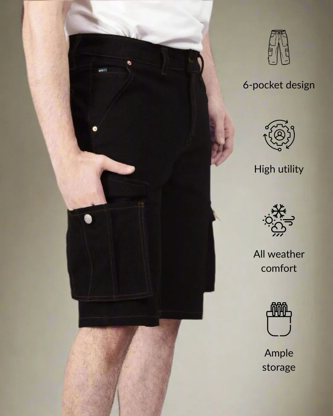 Pure Black Cargo Shorts