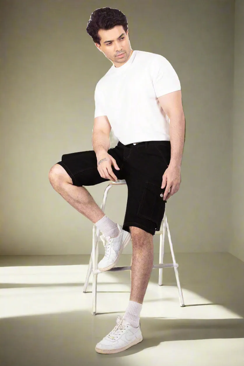 Pure Black Cargo Shorts
