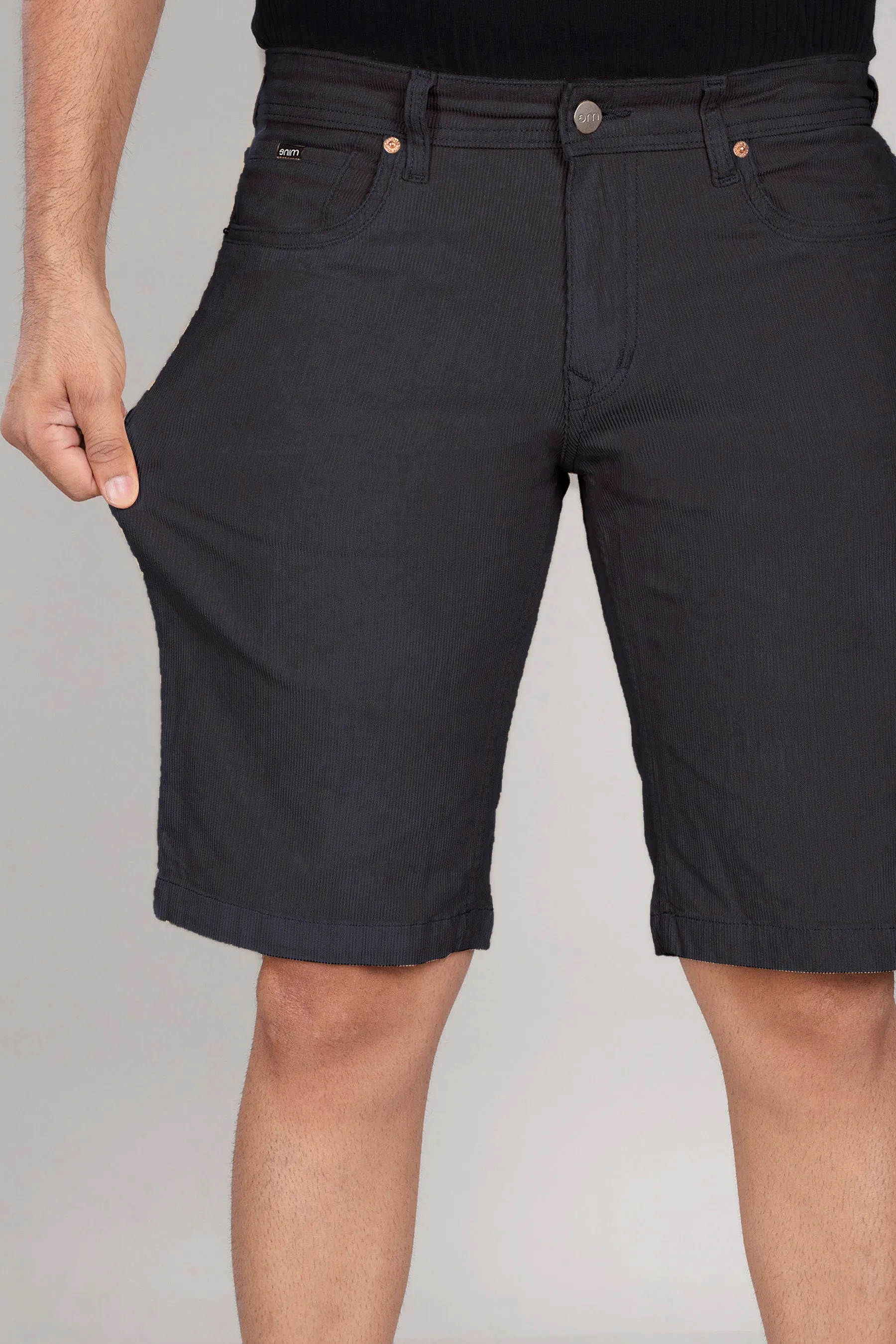 Pure Black Corduroy Shorts