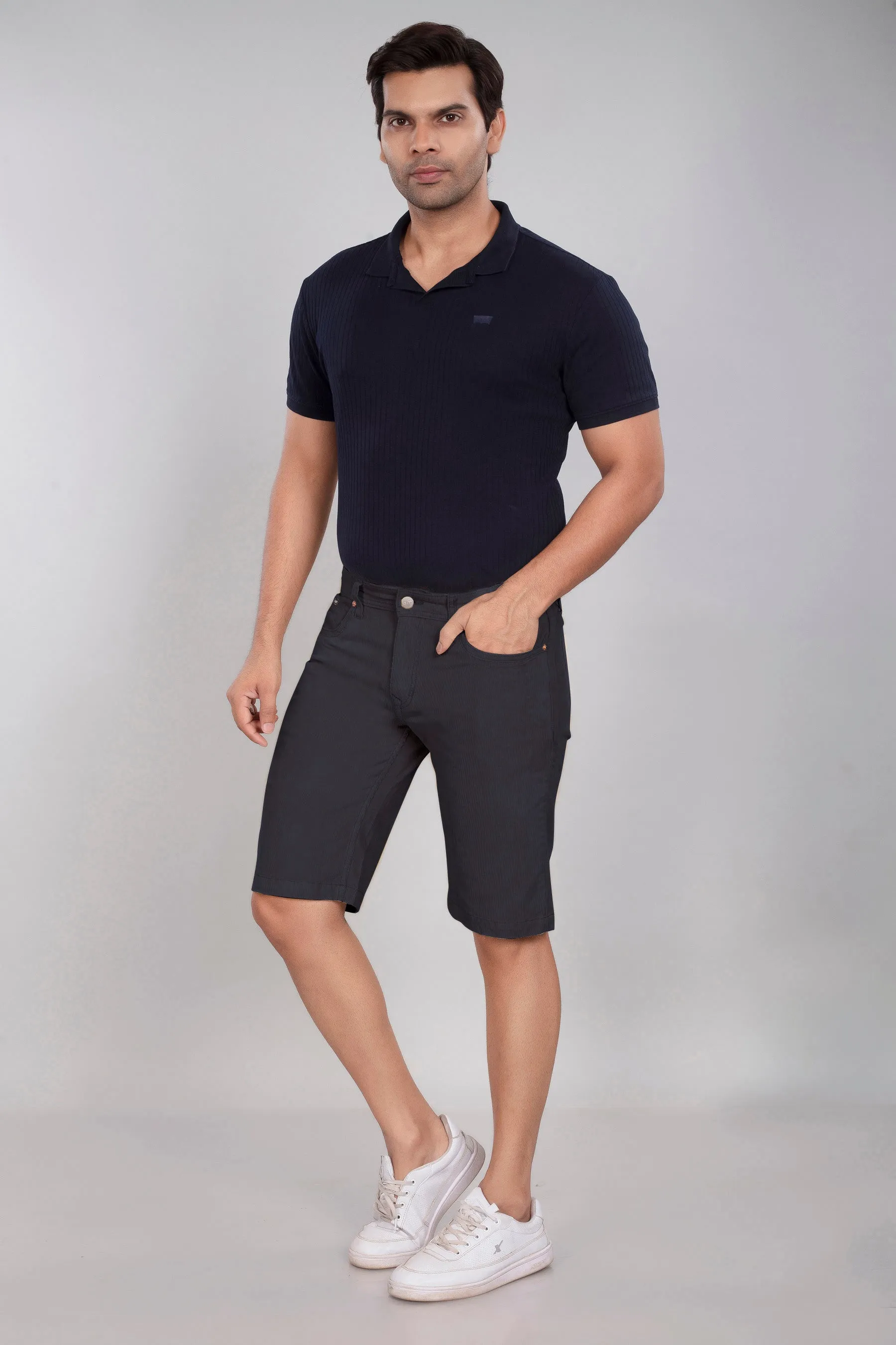 Pure Black Corduroy Shorts