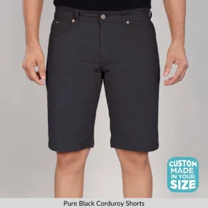 Pure Black Corduroy Shorts