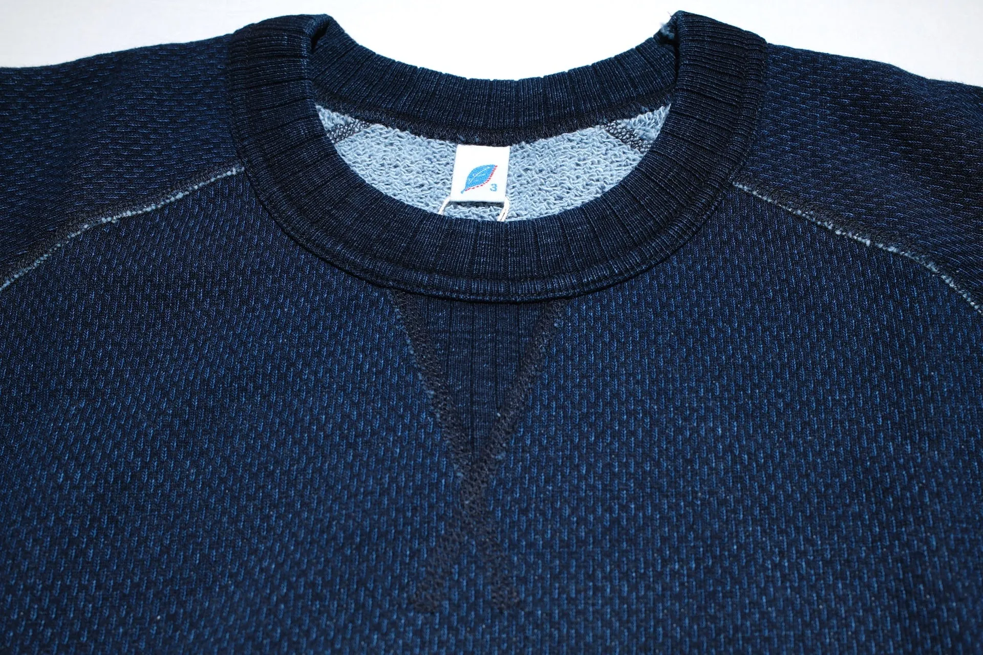 Pure Blue Japan Indigo Dyed "Sashiko" Raglan Sweatshirt