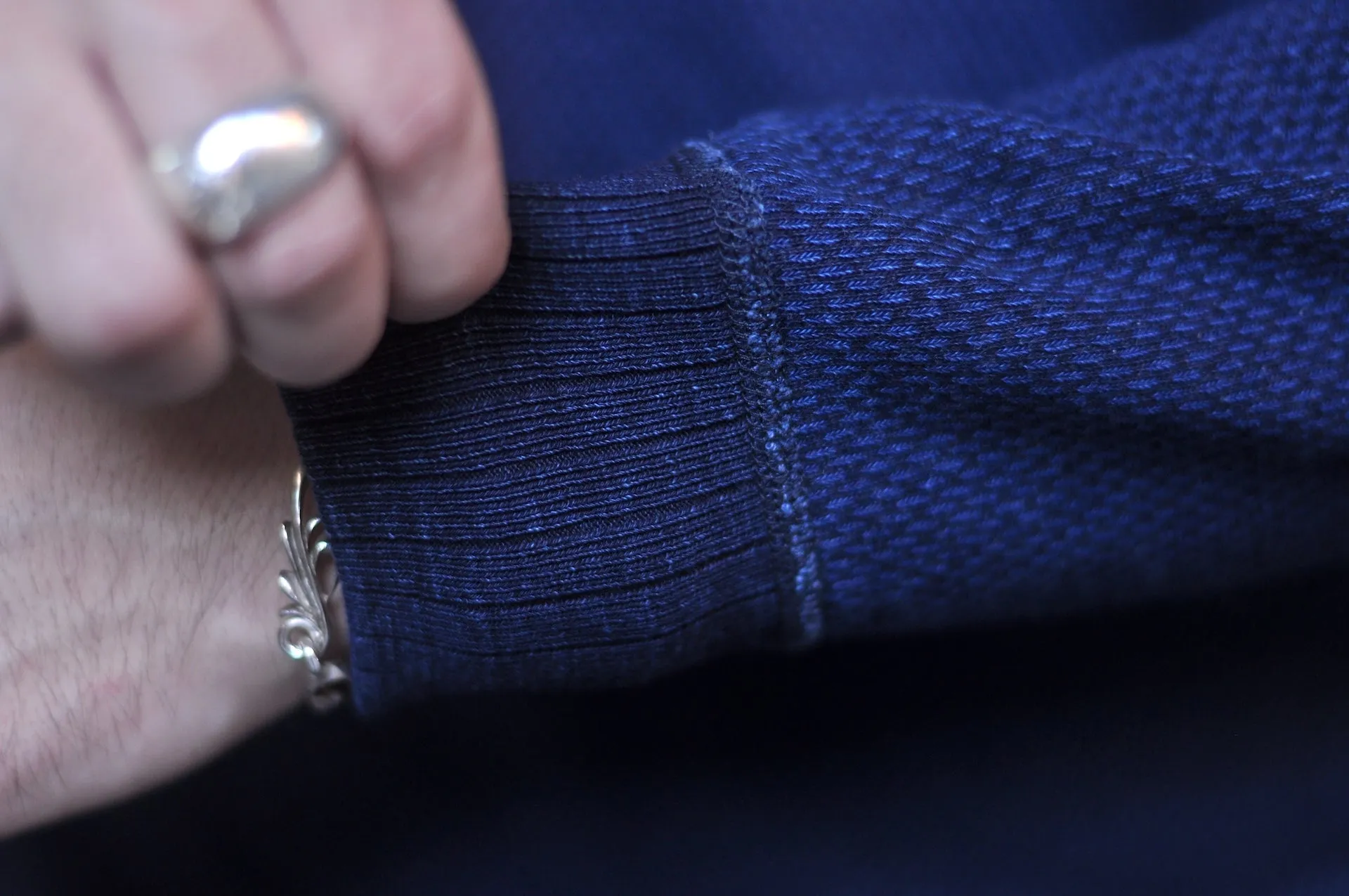 Pure Blue Japan Indigo Dyed "Sashiko" Raglan Sweatshirt