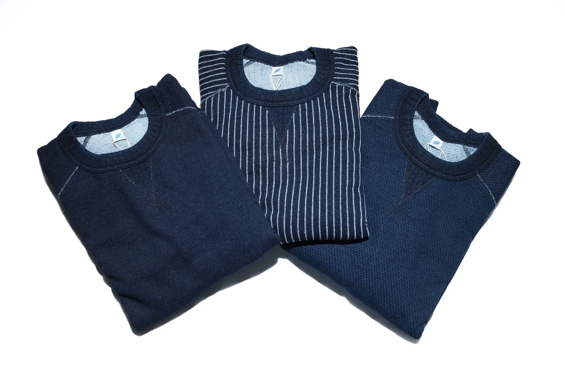 Pure Blue Japan Indigo Dyed "Stripes" Raglan Sweatshirt