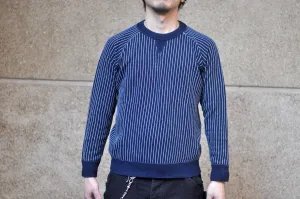 Pure Blue Japan Indigo Dyed "Stripes" Raglan Sweatshirt
