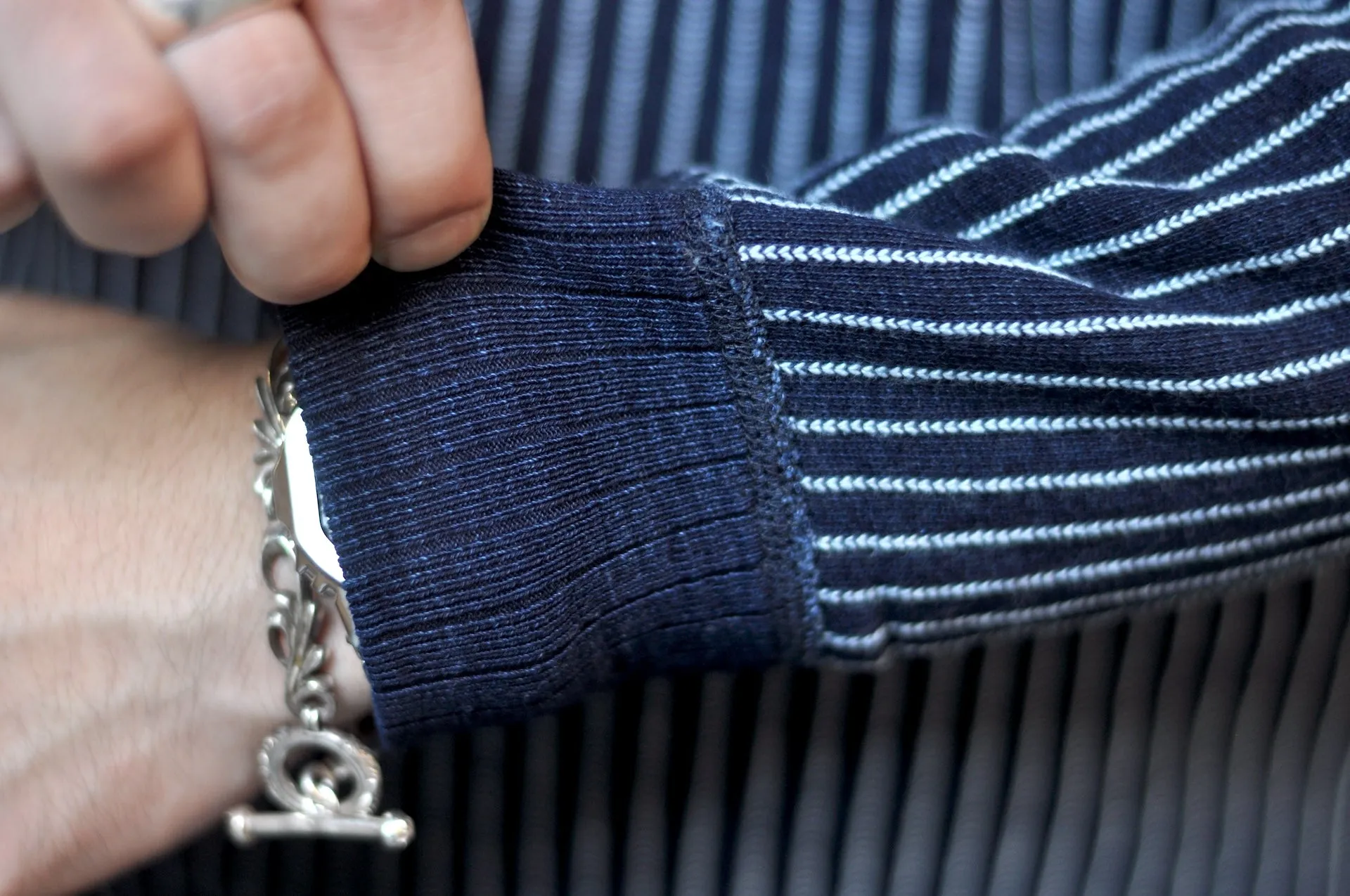 Pure Blue Japan Indigo Dyed "Stripes" Raglan Sweatshirt