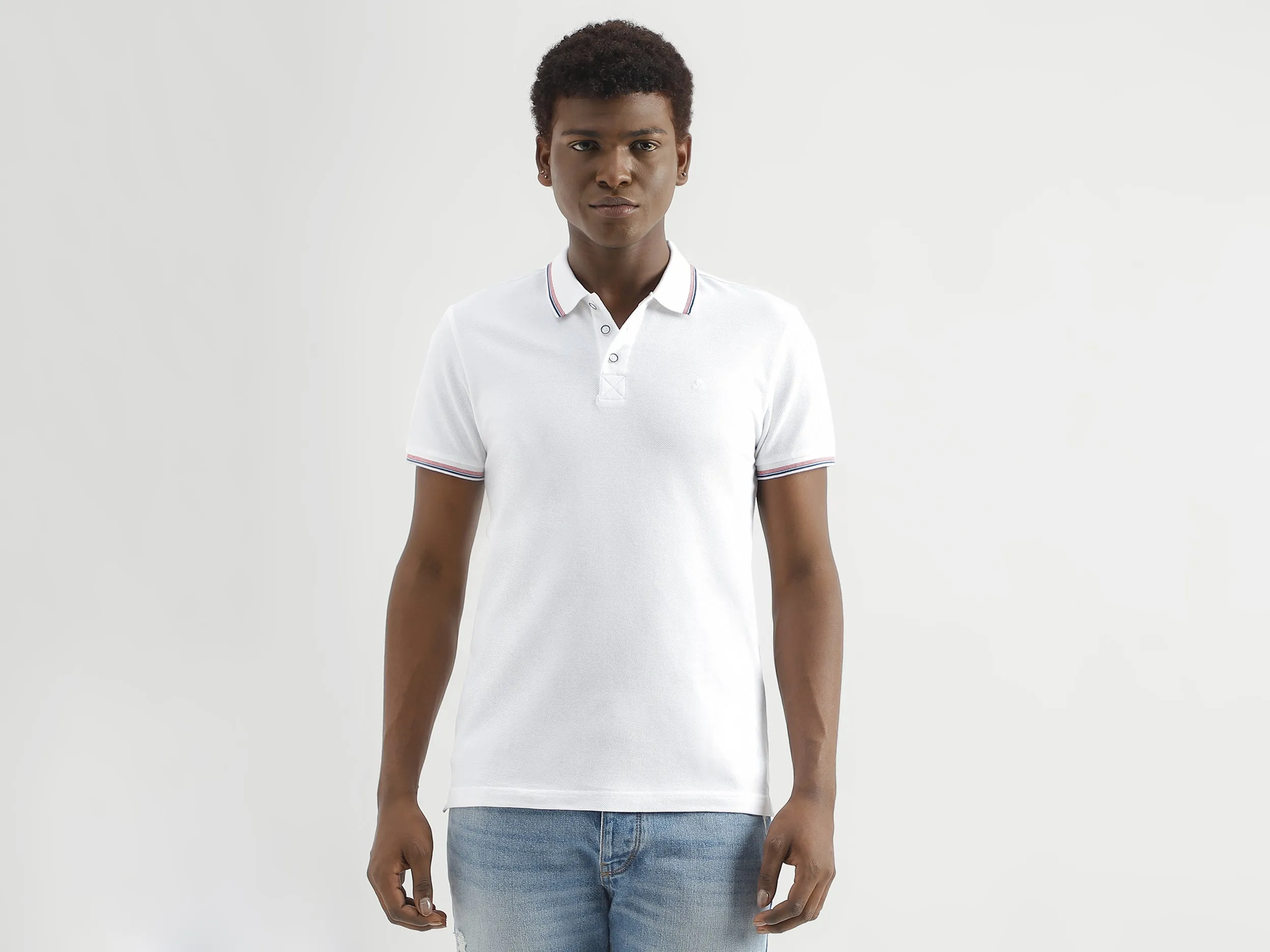 Pure Cotton Textured Short Sleeve Polo Shirt