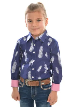 Pure Western Girls Feather Print L/S Shirt