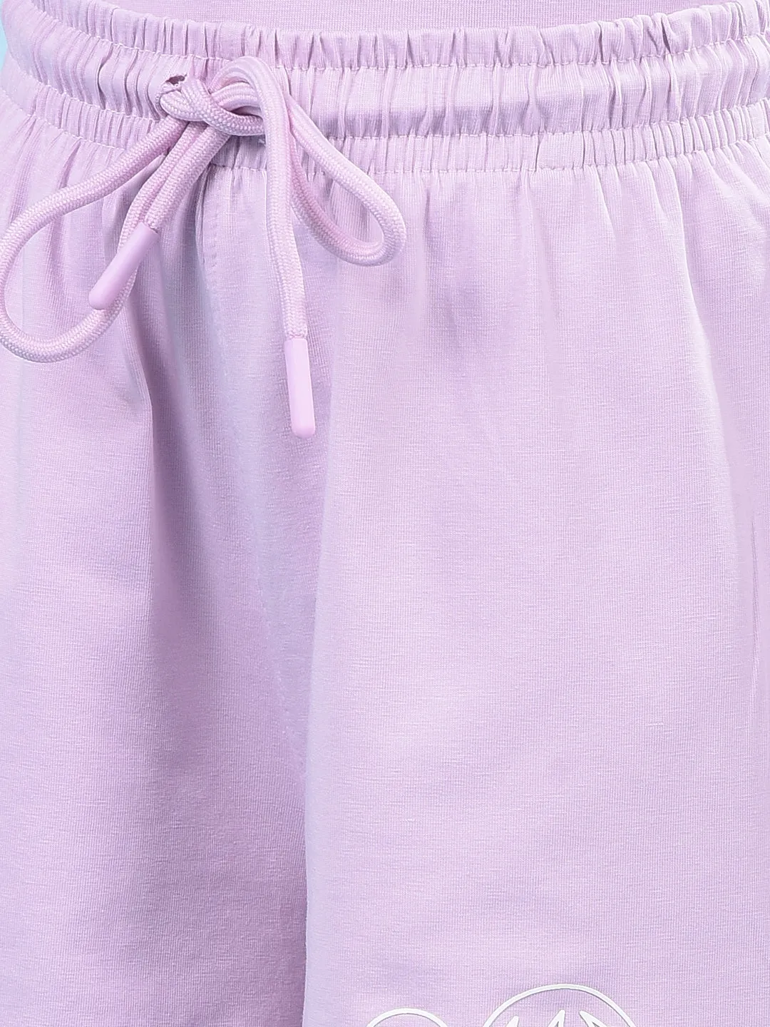 Purple Printed Cotton Shorts