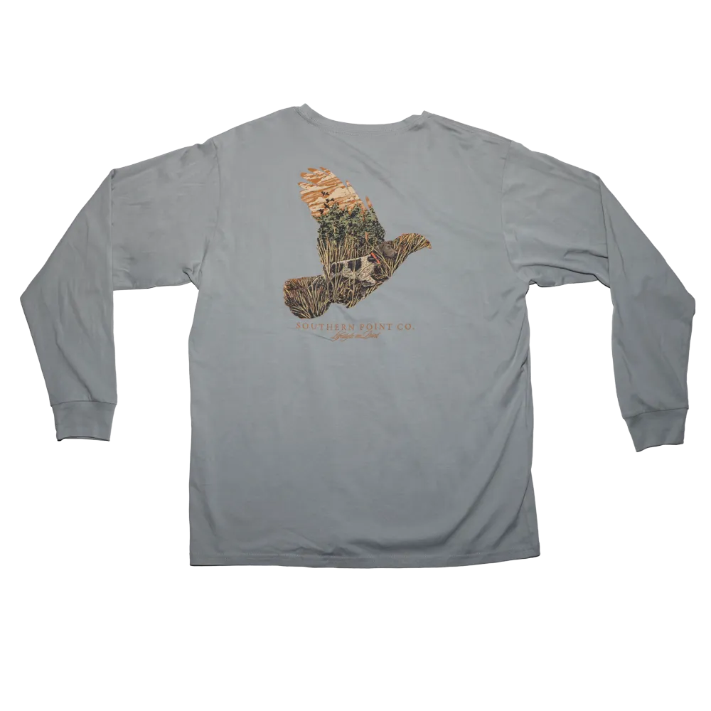 Quail Scene- River Blue Final Sale
