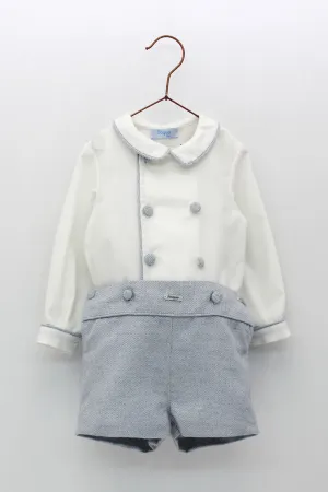 "Callum" Shirt & Blue Herringbone Shorts