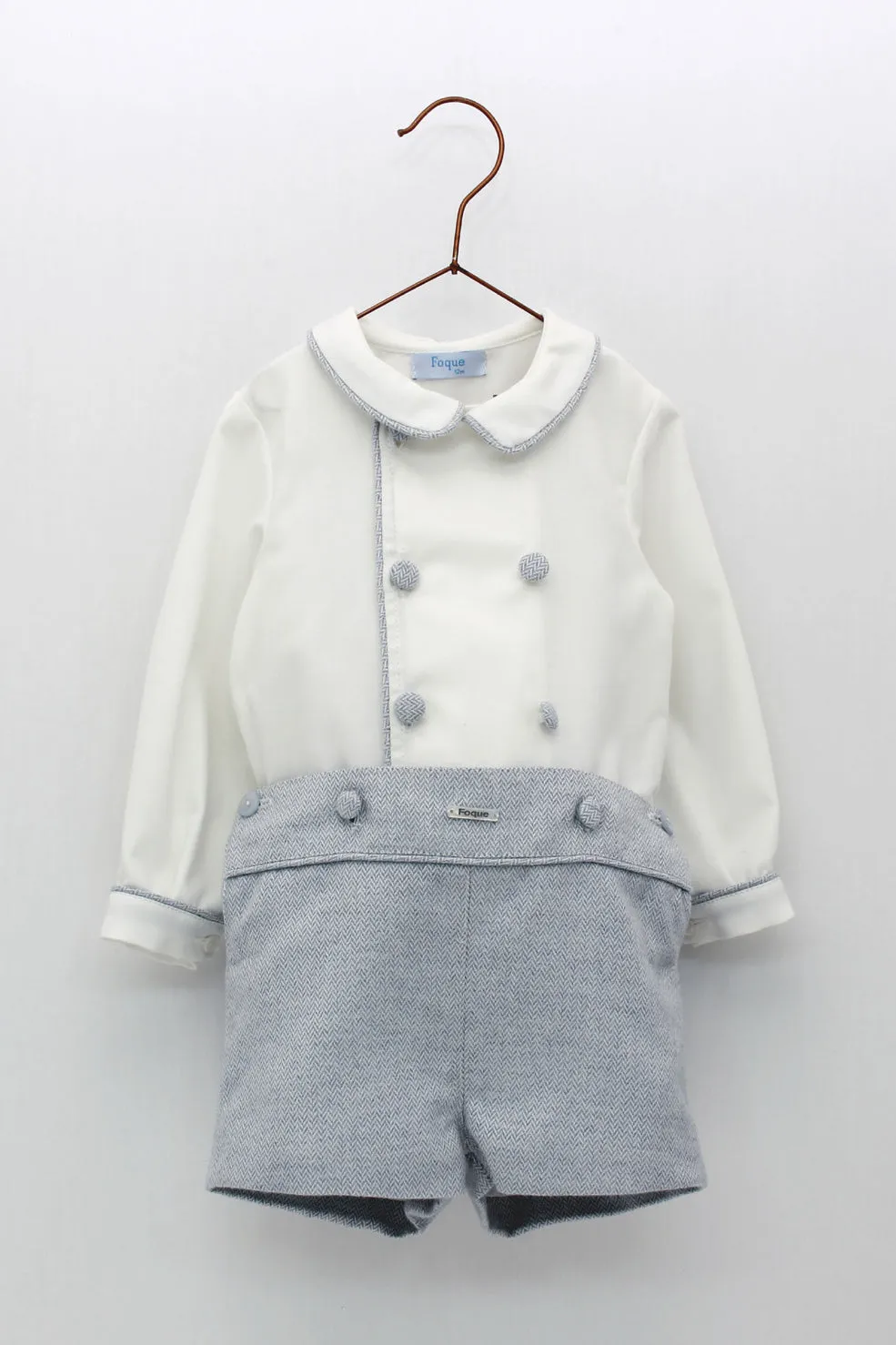 "Callum" Shirt & Blue Herringbone Shorts