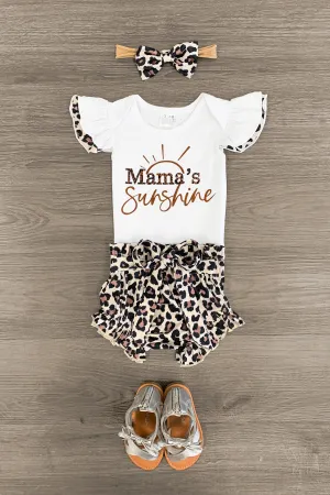 "Mama's Sunshine" Cheetah Onesie Set
