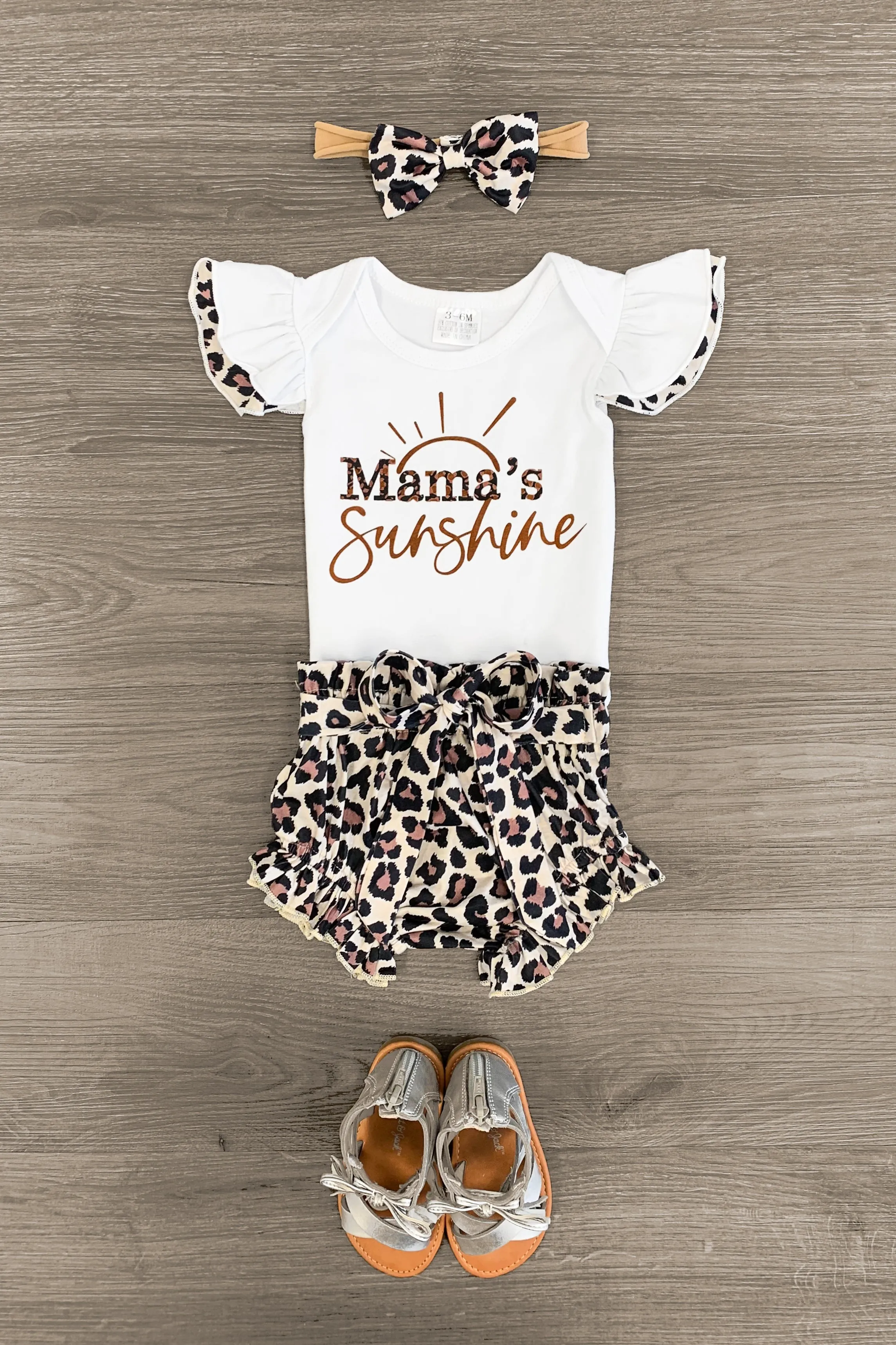 "Mama's Sunshine" Cheetah Onesie Set