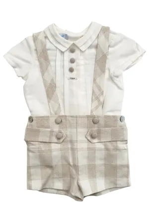 "Tommy" Shirt & Beige Check Shorts