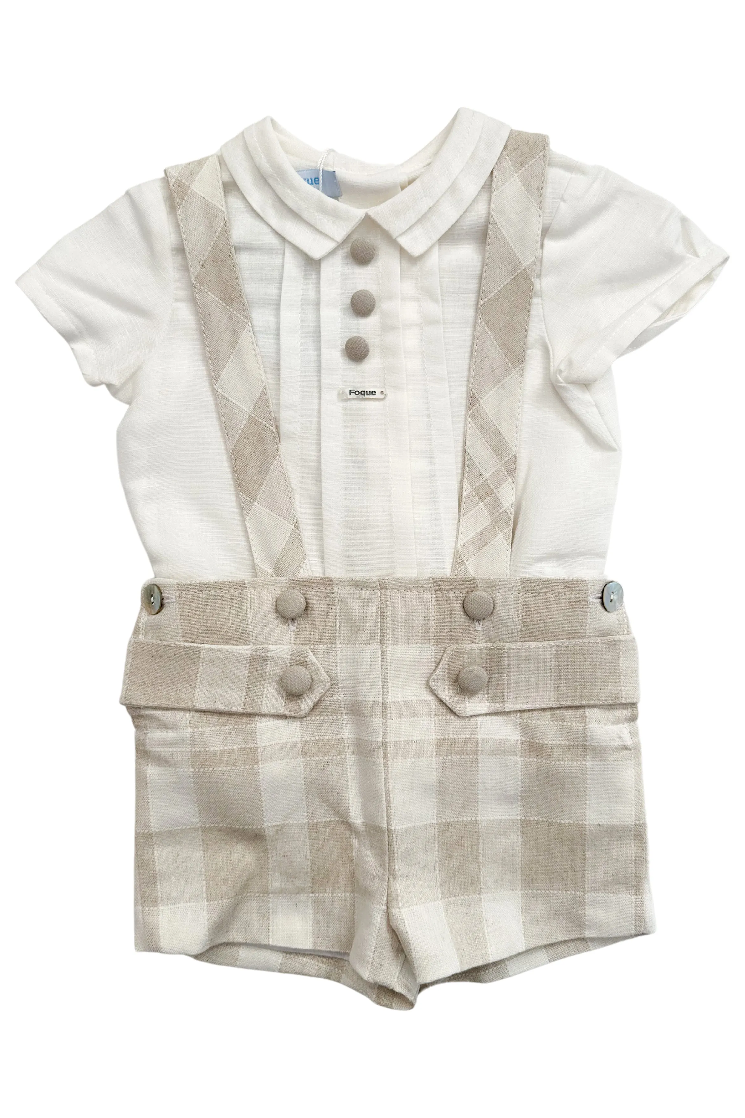 "Tommy" Shirt & Beige Check Shorts