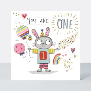 Rachel Ellen T-Party Age 1 Birthday Card