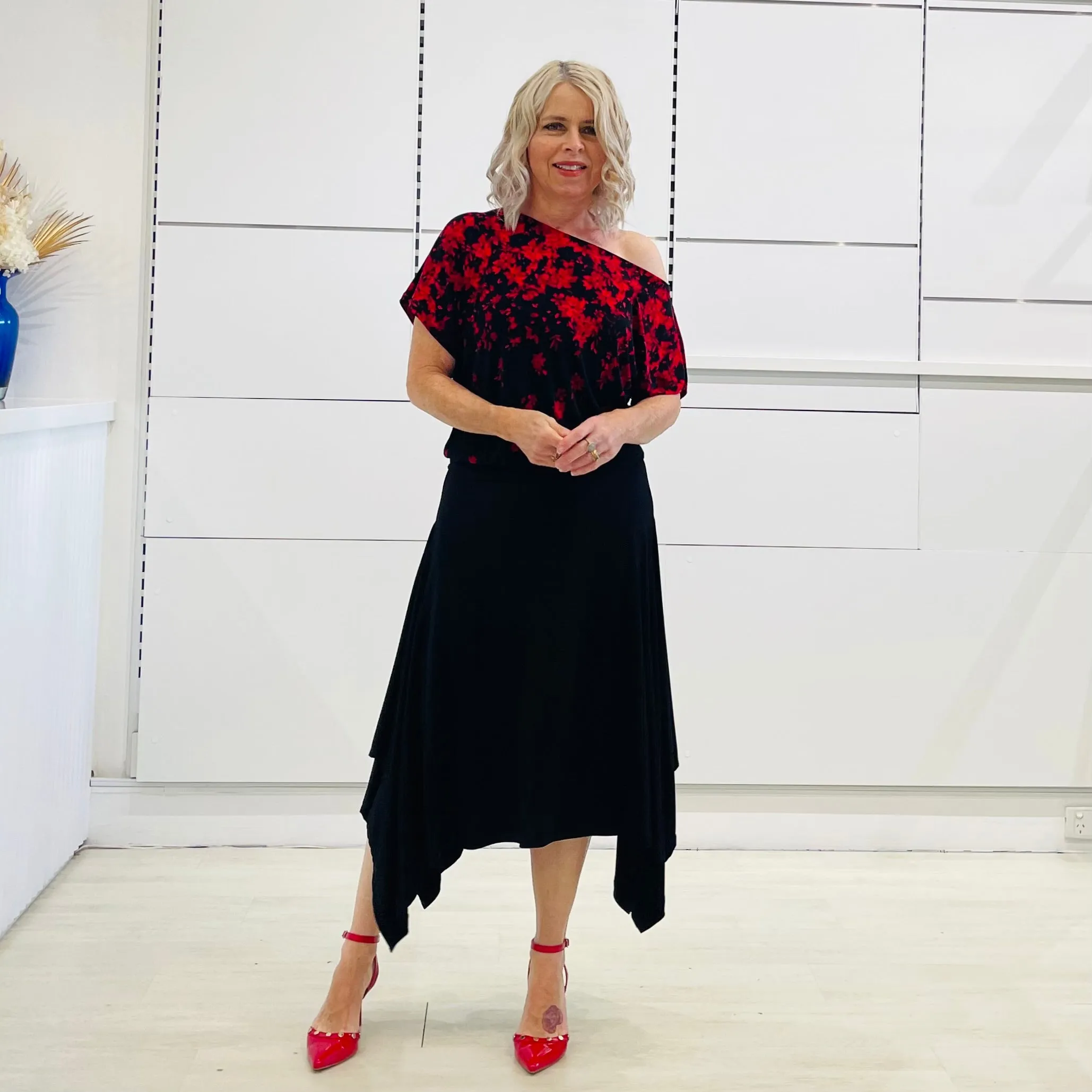 Racy Red Off the Shoulder Gracie top