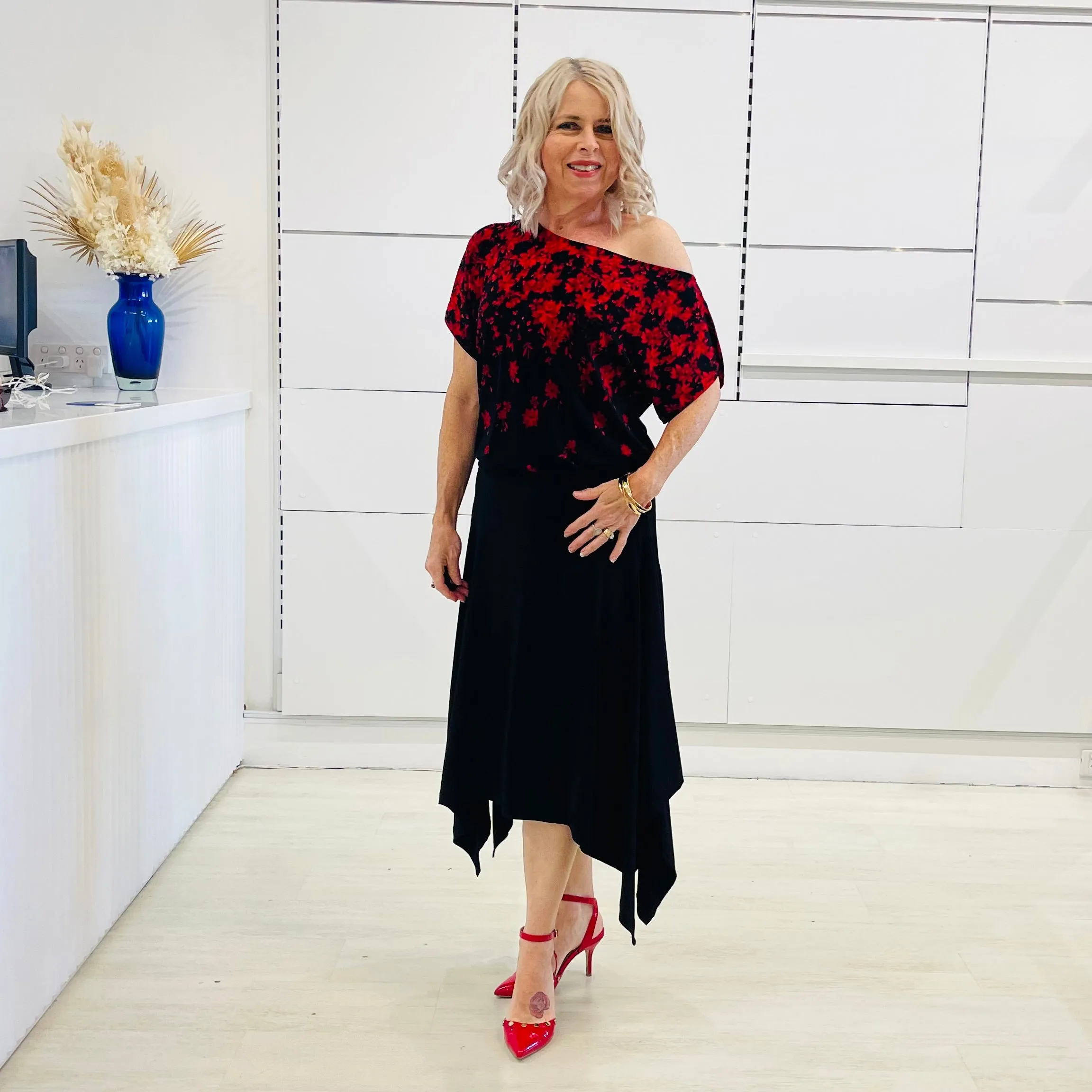 Racy Red Off the Shoulder Gracie top