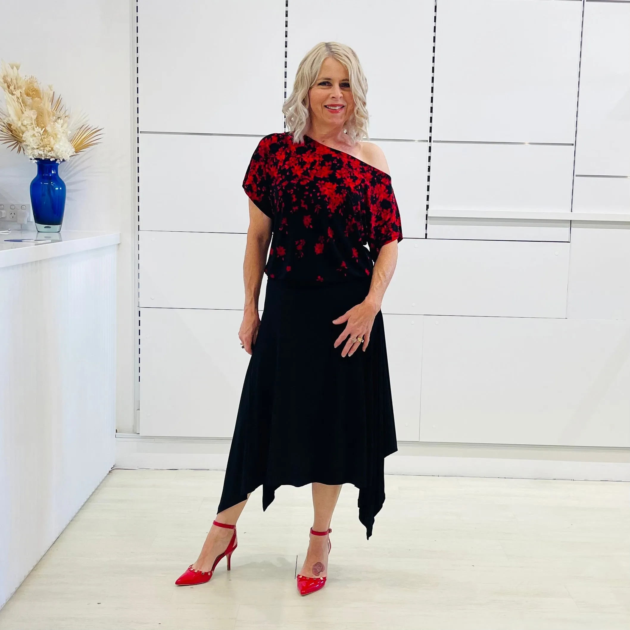 Racy Red Off the Shoulder Gracie top