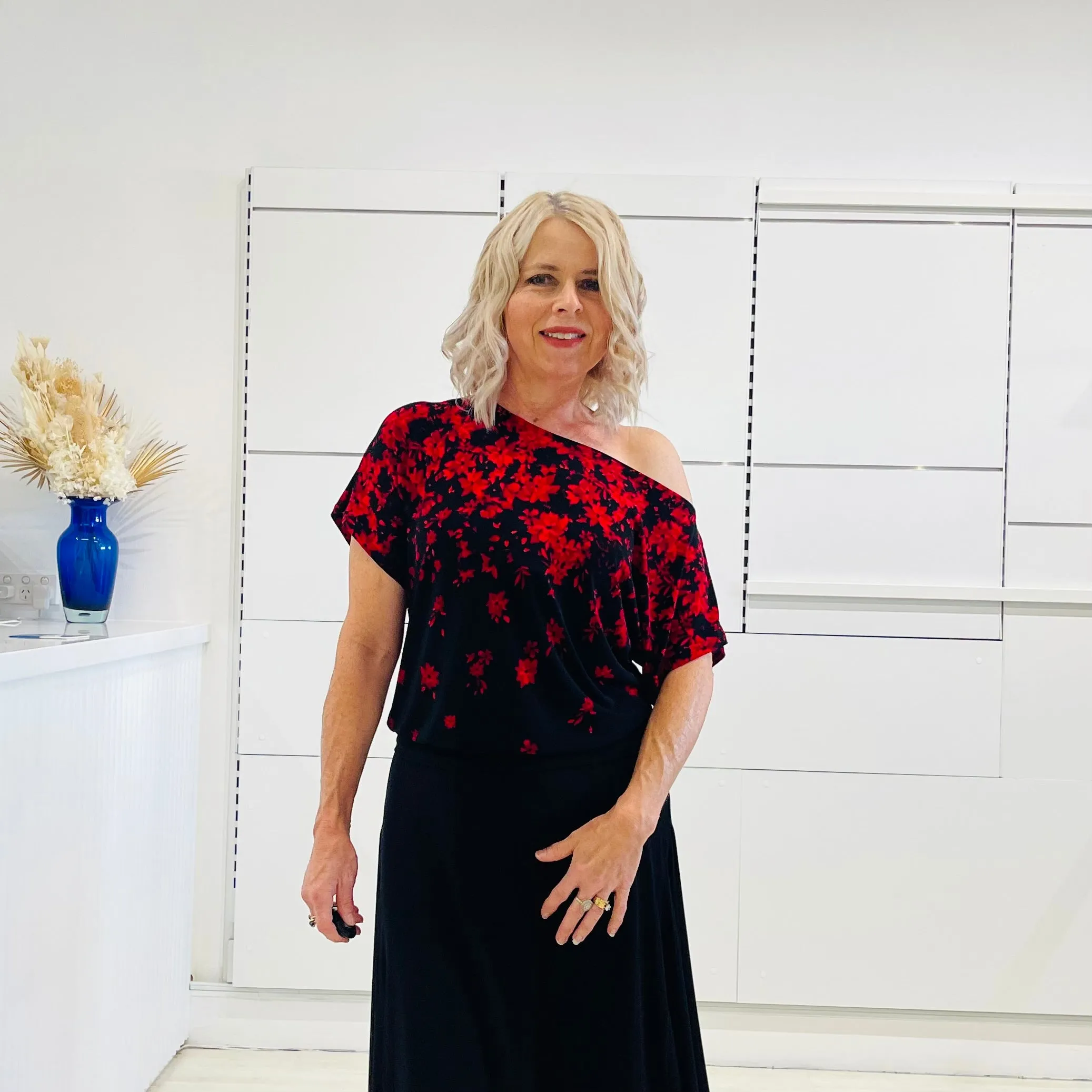 Racy Red Off the Shoulder Gracie top