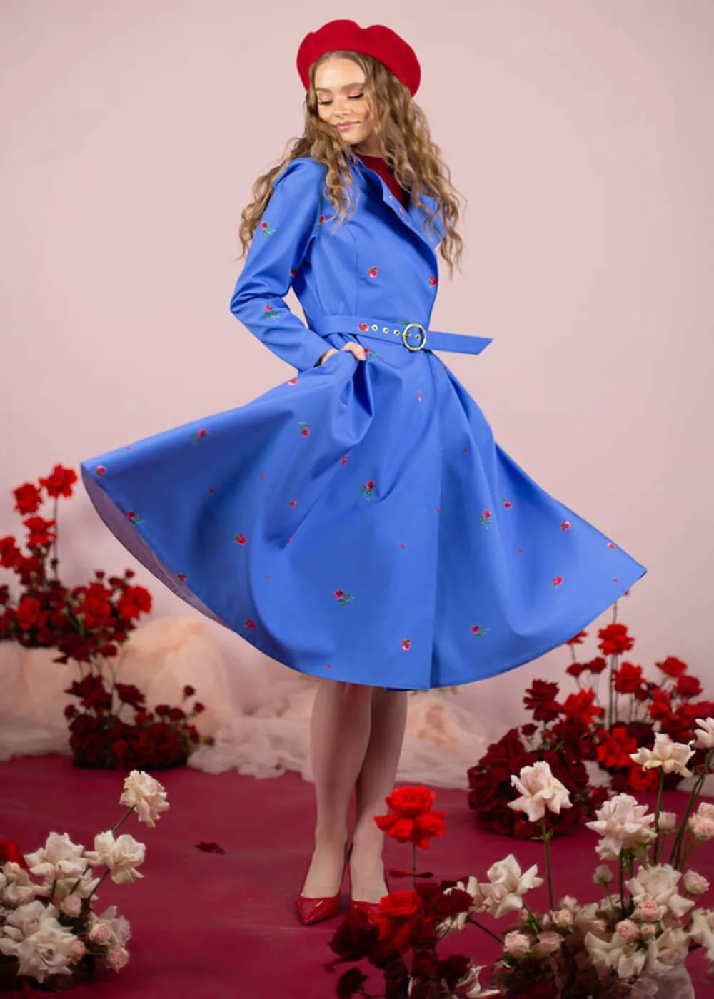 RainSisters Forget Me Not Flower Waterafstotende 50's Swing Regenjas Blauw