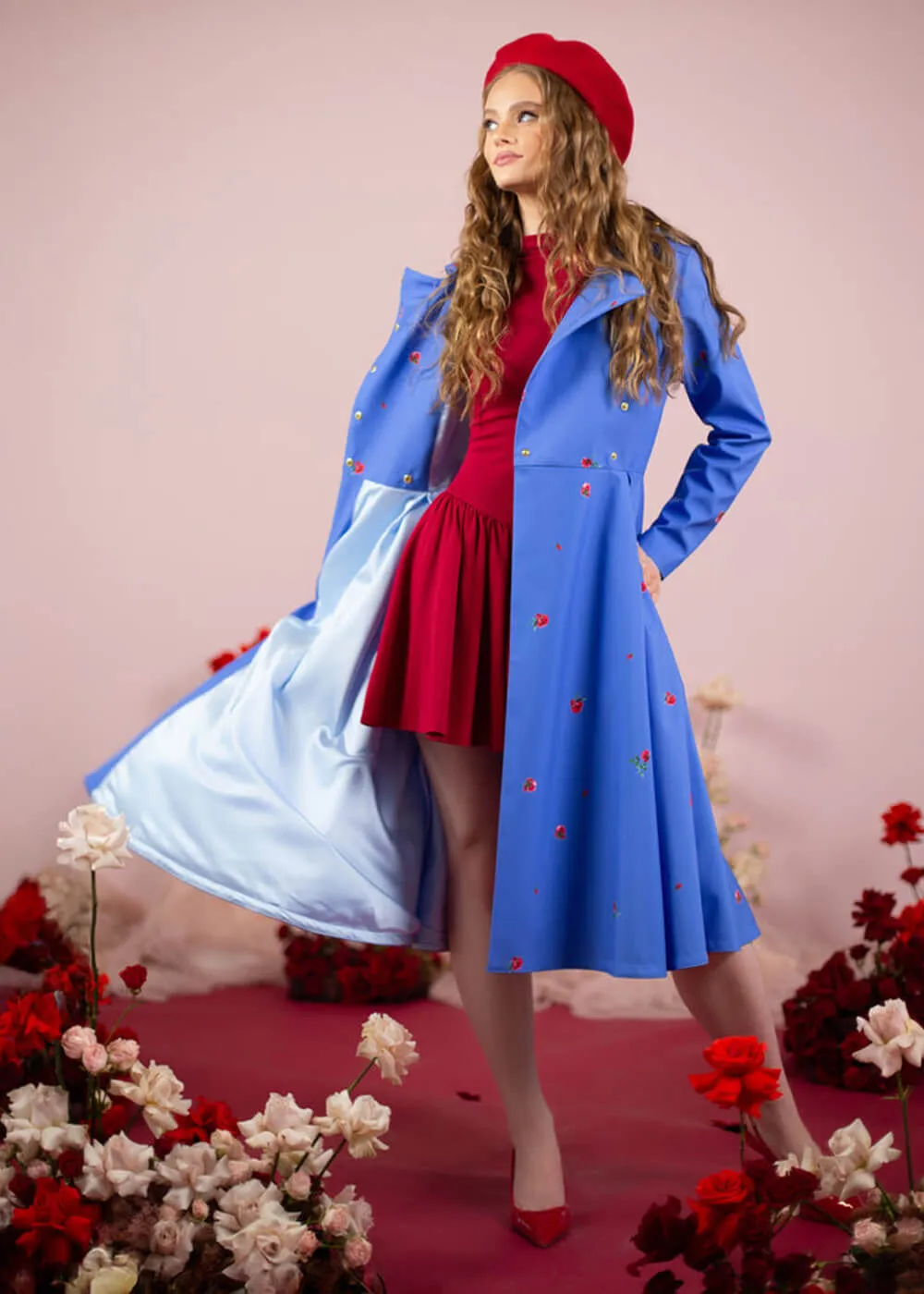 RainSisters Forget Me Not Flower Waterafstotende 50's Swing Regenjas Blauw