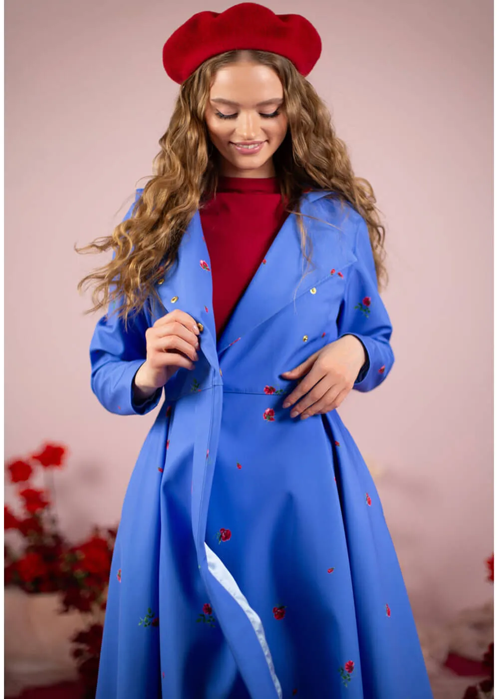 RainSisters Forget Me Not Flower Waterafstotende 50's Swing Regenjas Blauw